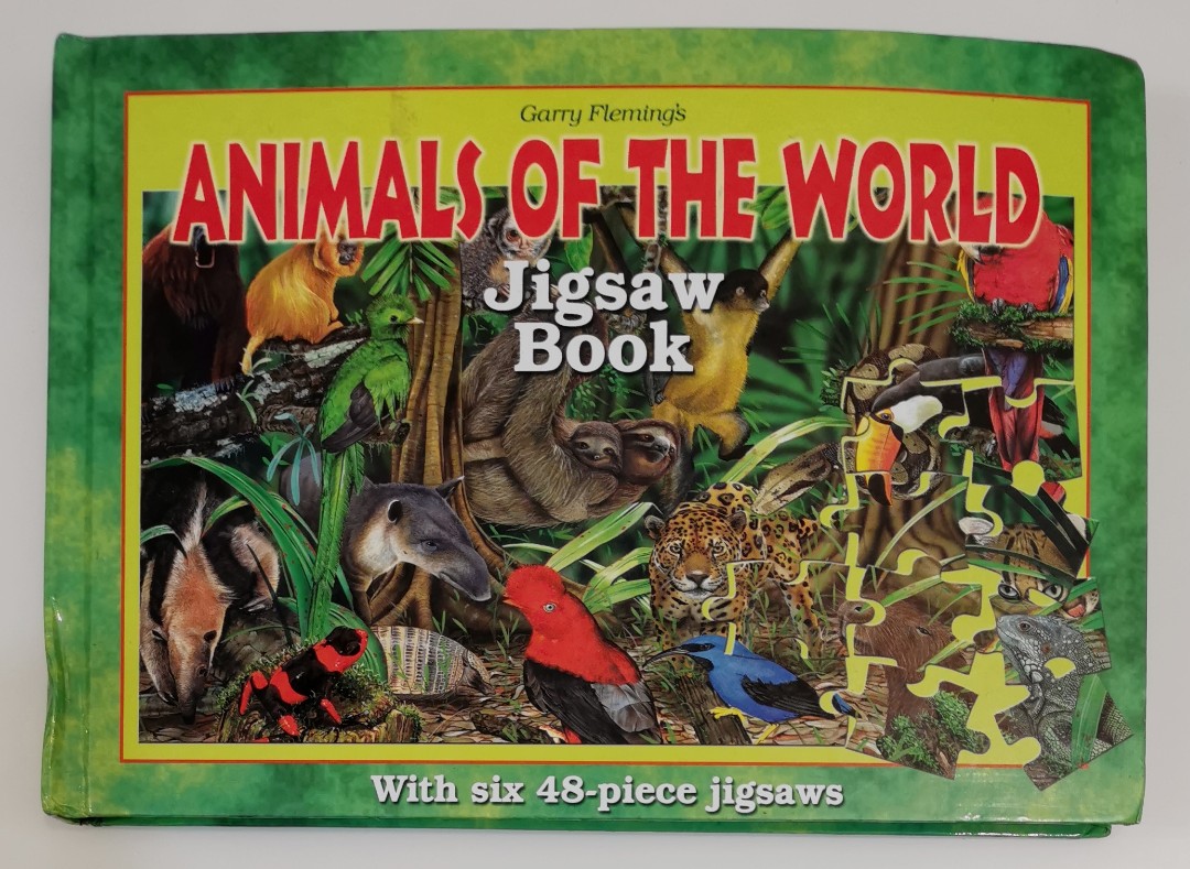 Hardcover. ANIMALS OF THE WORLD. Jigsaw Book. With six 48piece jigsaws