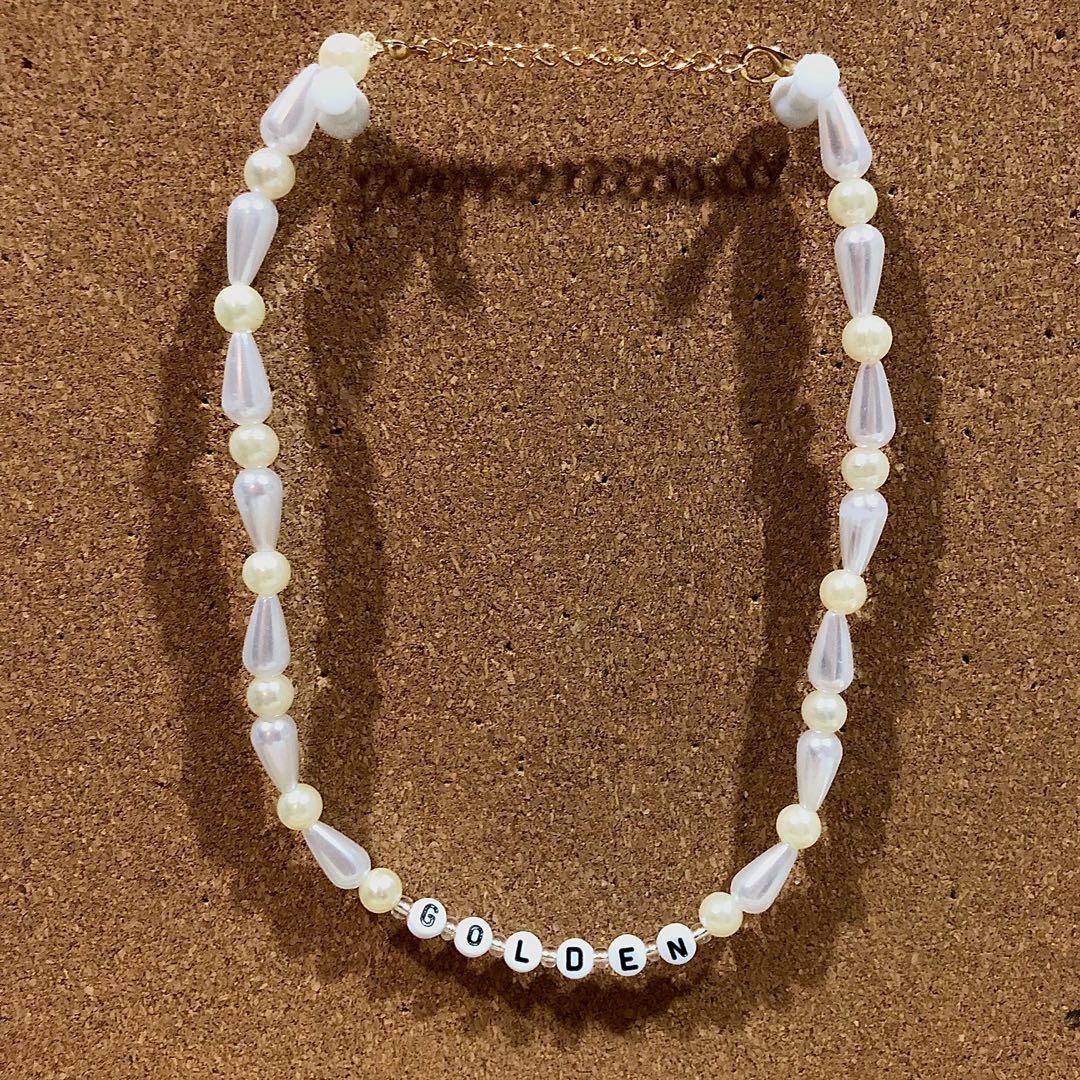 Golden beaded necklace online harry styles