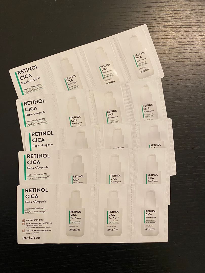 Innisfree retinol cica repair ampoule sachet, 1ml x 15 sachets, Beauty & Personal Care, Face Innisfree retinol cica repair ampoule sachet, 1ml x 15 sachets, Beauty & Personal Care, Face