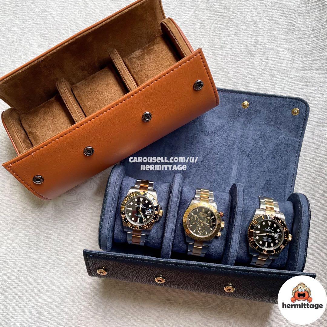 FREE DELIVERY 3 SLOT WATCH ROLL TRAVEL CASE WATCH STORAGE