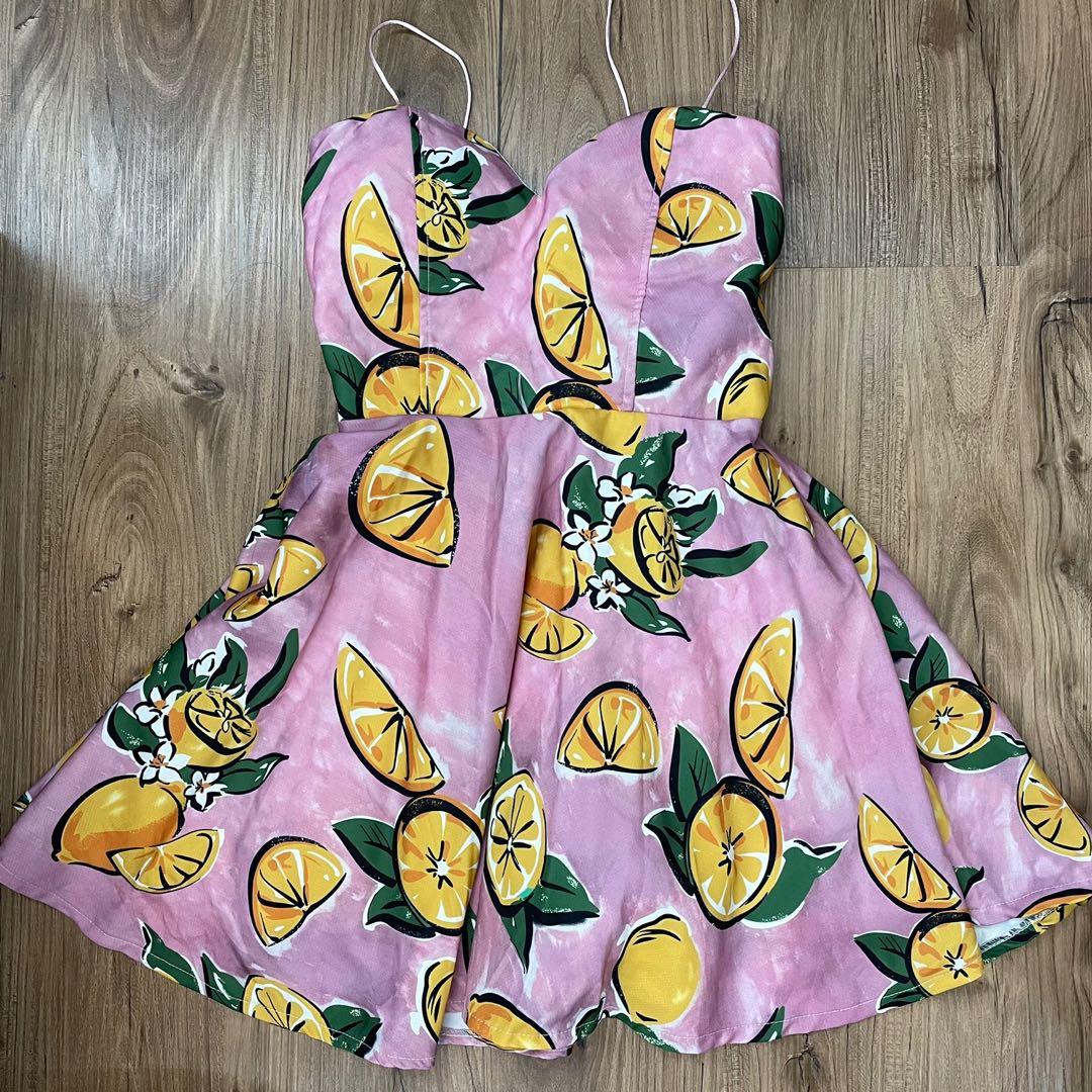 lemon print skater dress