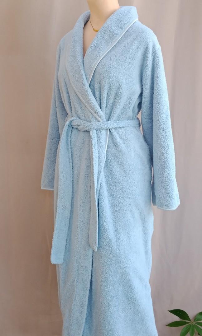 Light Blue Bathrobe, Women's Fashion, Coats, Jackets and Outerwear on Carousell