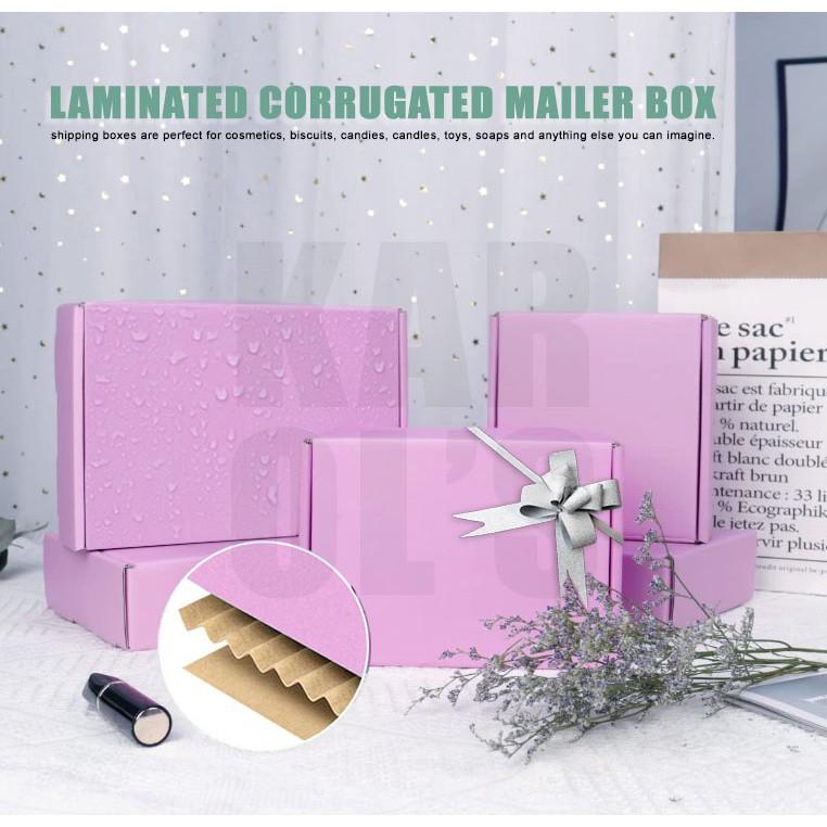 Lilac Laminated Corrugated/Mailer Box (Category: Storage Boxes & Baskets) located in Malabon City. Submitted by heyitskhen (Listing ID 1165707960, Image 1). Description: LILAC MAILER BOX T0 LILAC T0 15 x 10 x 3 cm with flip -17 each T2 LILAC 20 x 14 x 4cm with flip -23 each.