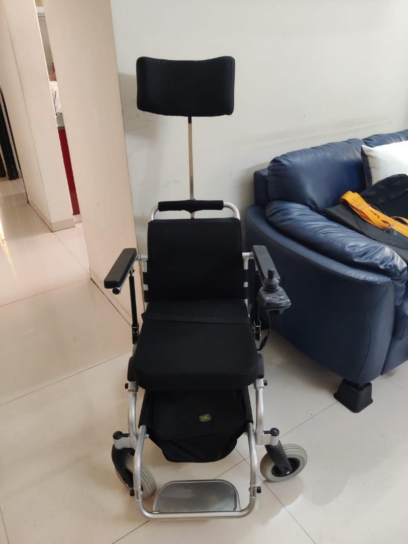 Lite and Foldable Electronic Motorized Wheelchair with gel cushion, head rest and rechargeable
