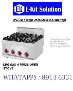 LPG Gas 4 Ring Open Stove (Countertop) Commercial Use