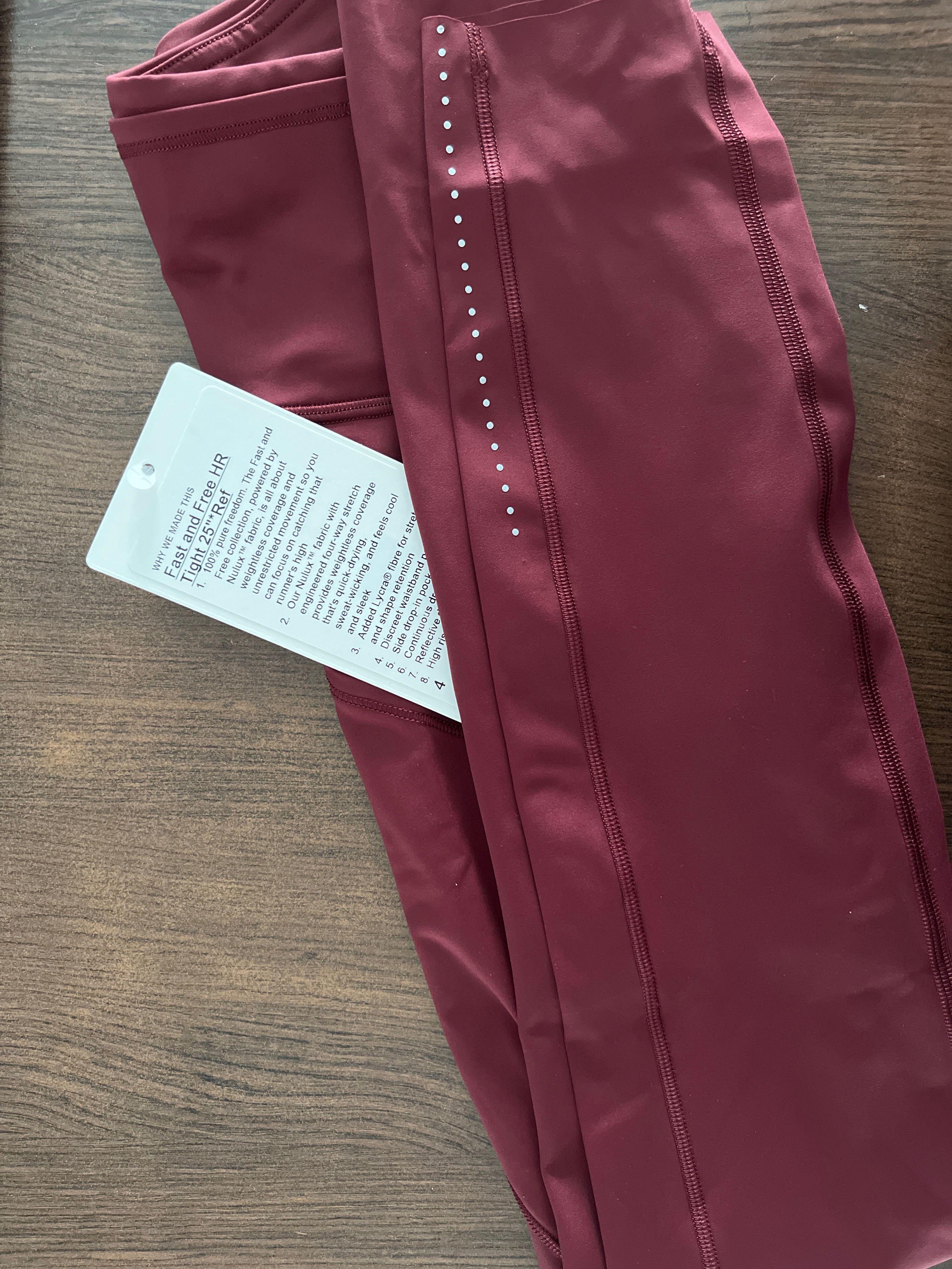 Lululemon F ast and Free High-Rise Tight 25 *Reflective Red Merlot,  Women's Fashion, Activewear on Carousell