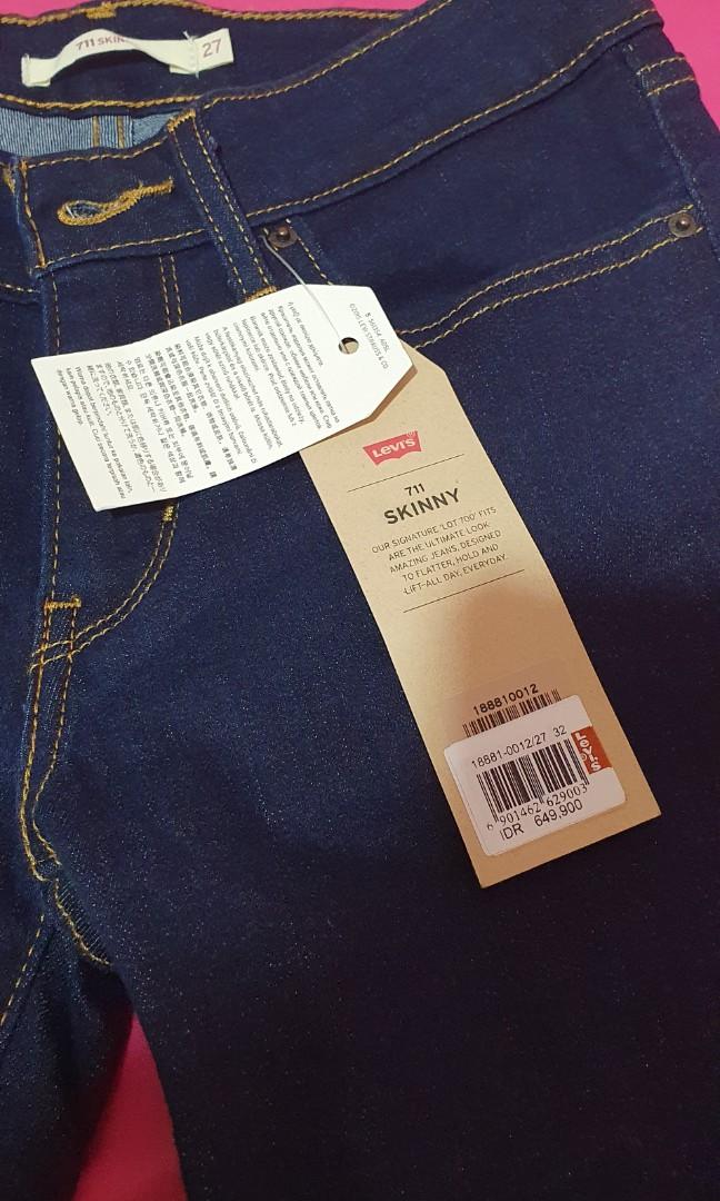 New Levi's 711 Skinny Cast Shadows size 27, Fesyen Wanita, Pakaian Wanita,  Bawahan di Carousell