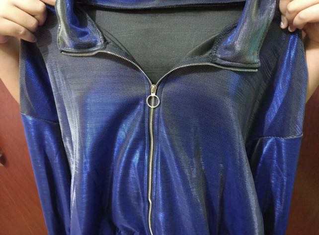 Plus Size Blue Holographic Jacket Up to UK20 Women s Fashion