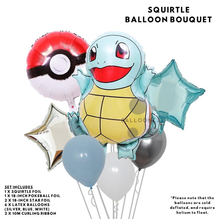 Pokeball Helium Balloon With Weight And Ribbon 