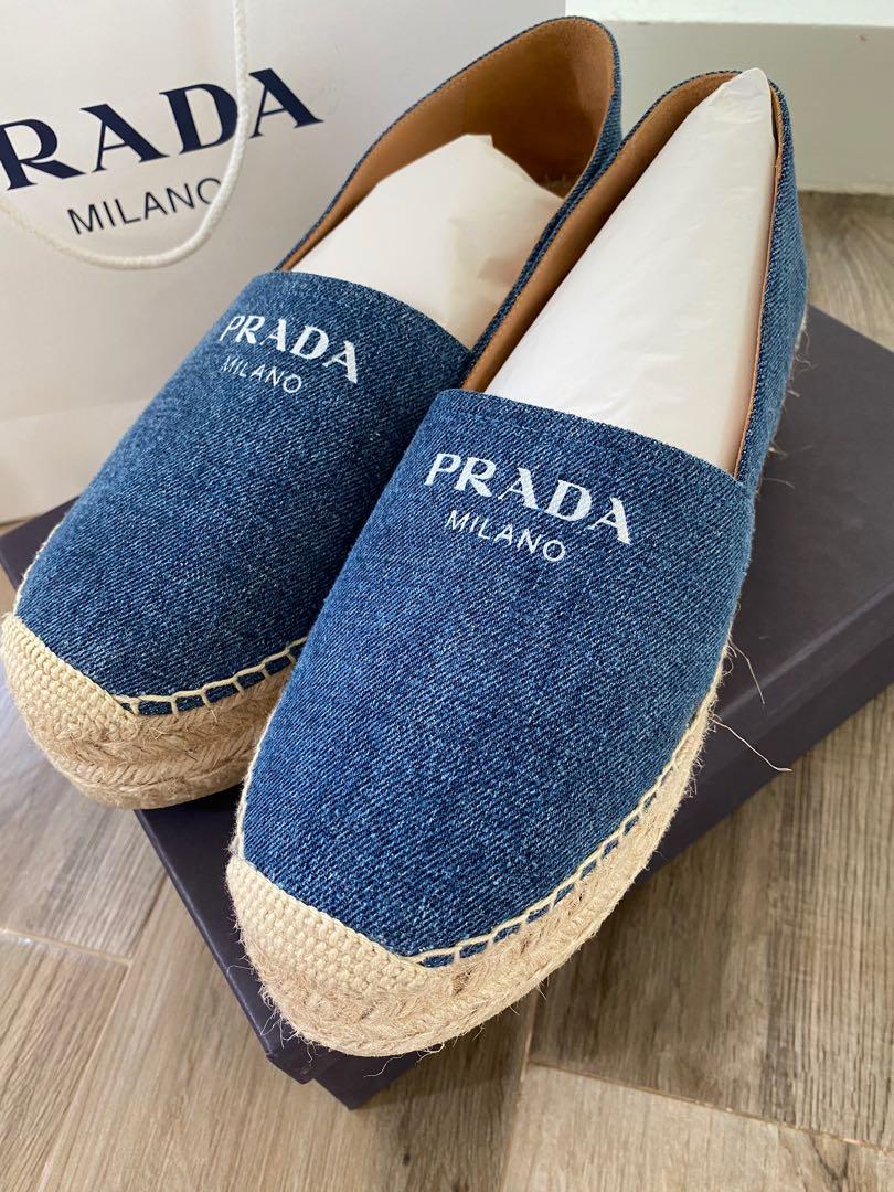 Prada Blue Denim Jeans Espadrilles, Women's Fashion, Footwear, Slippers and  slides on Carousell