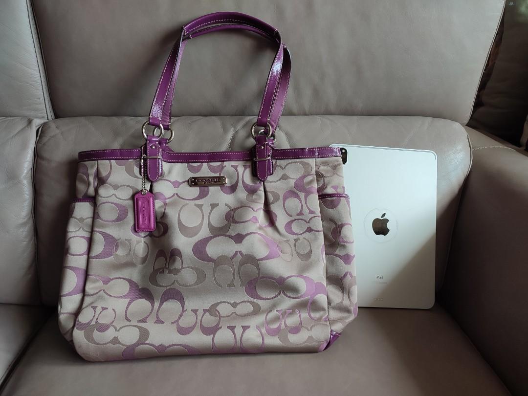 Purple coach hot sale tote bag