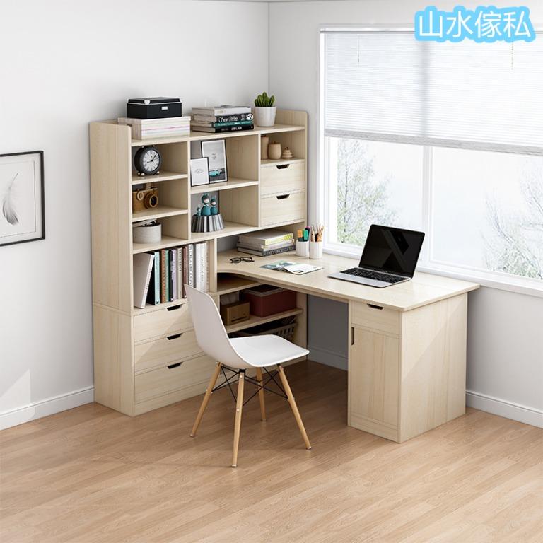 S218 轉角書架一體桌 書枱 書桌 電腦桌 電腦枱 辦公桌 辦公枱 Corner bookshelf integrated desk ...