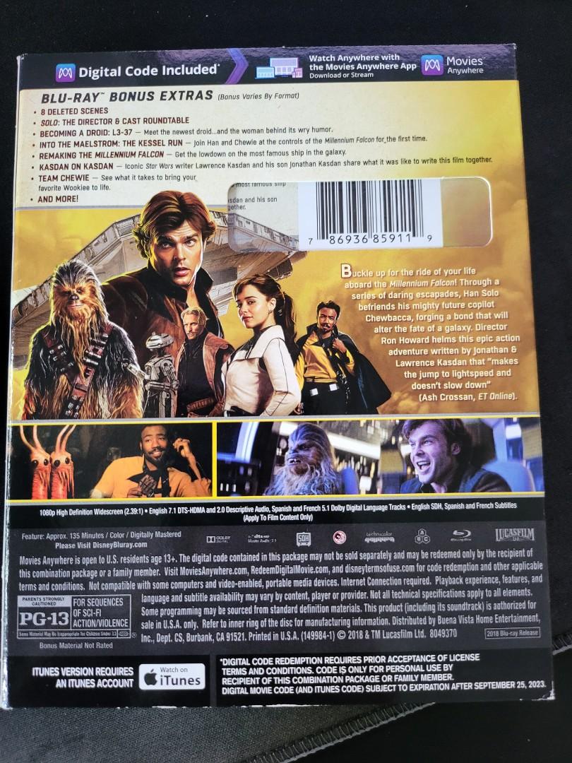 Sealed SOLO Star Wars Blu ray disc movie Hobbies Toys Music