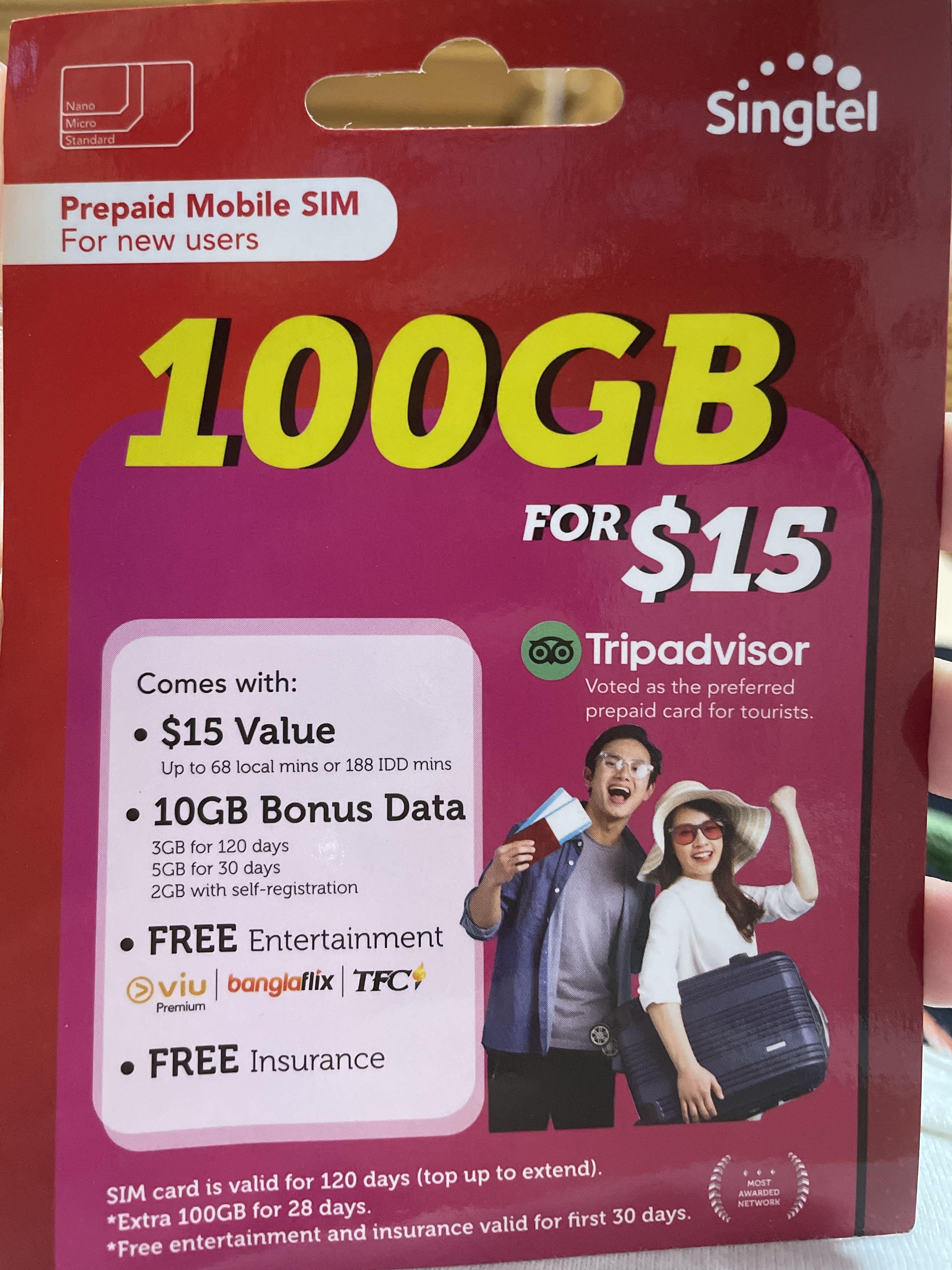 Singtel Hi! Prepaid Mobile Sim Card [100GB+10GB], Mobile Phones