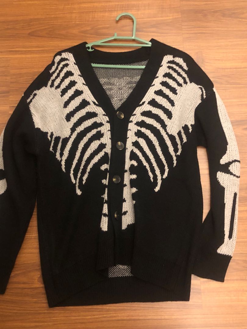 skeleton cardigan, Men's Fashion, Coats, Jackets and Outerwear on Carousell