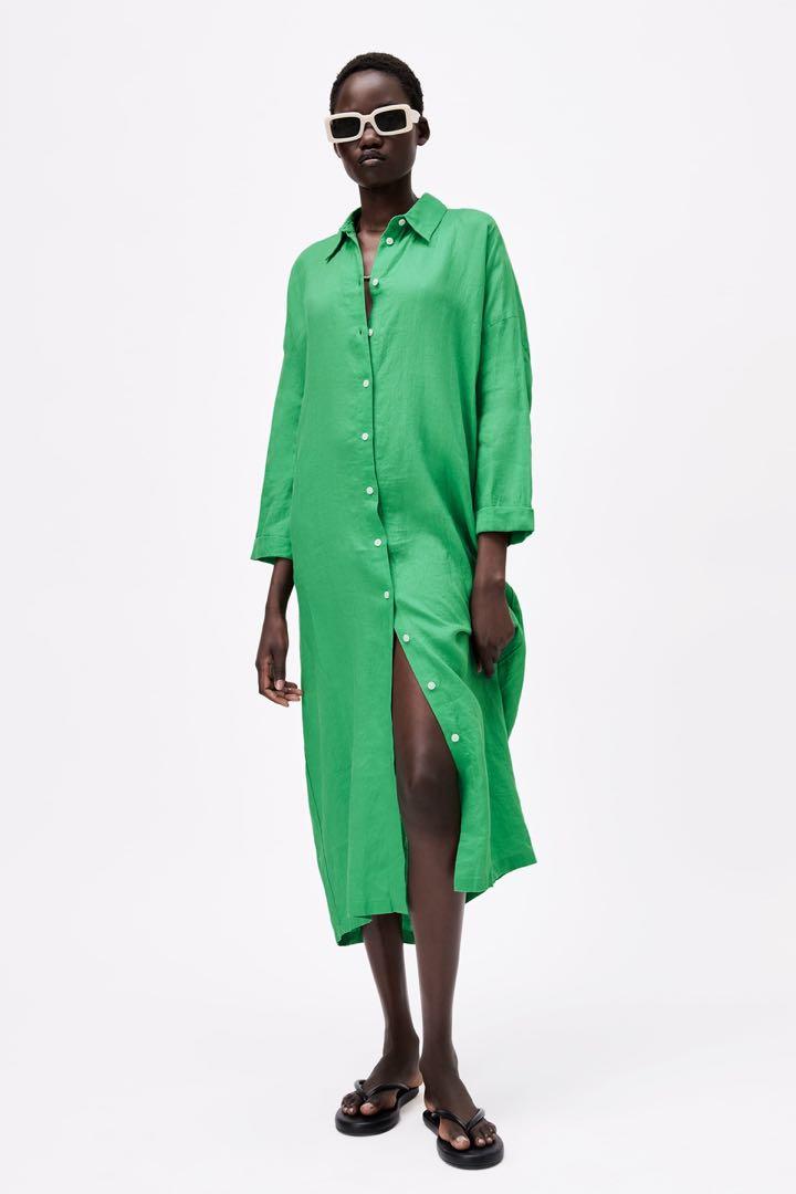 Linen shirt dress zara outlet