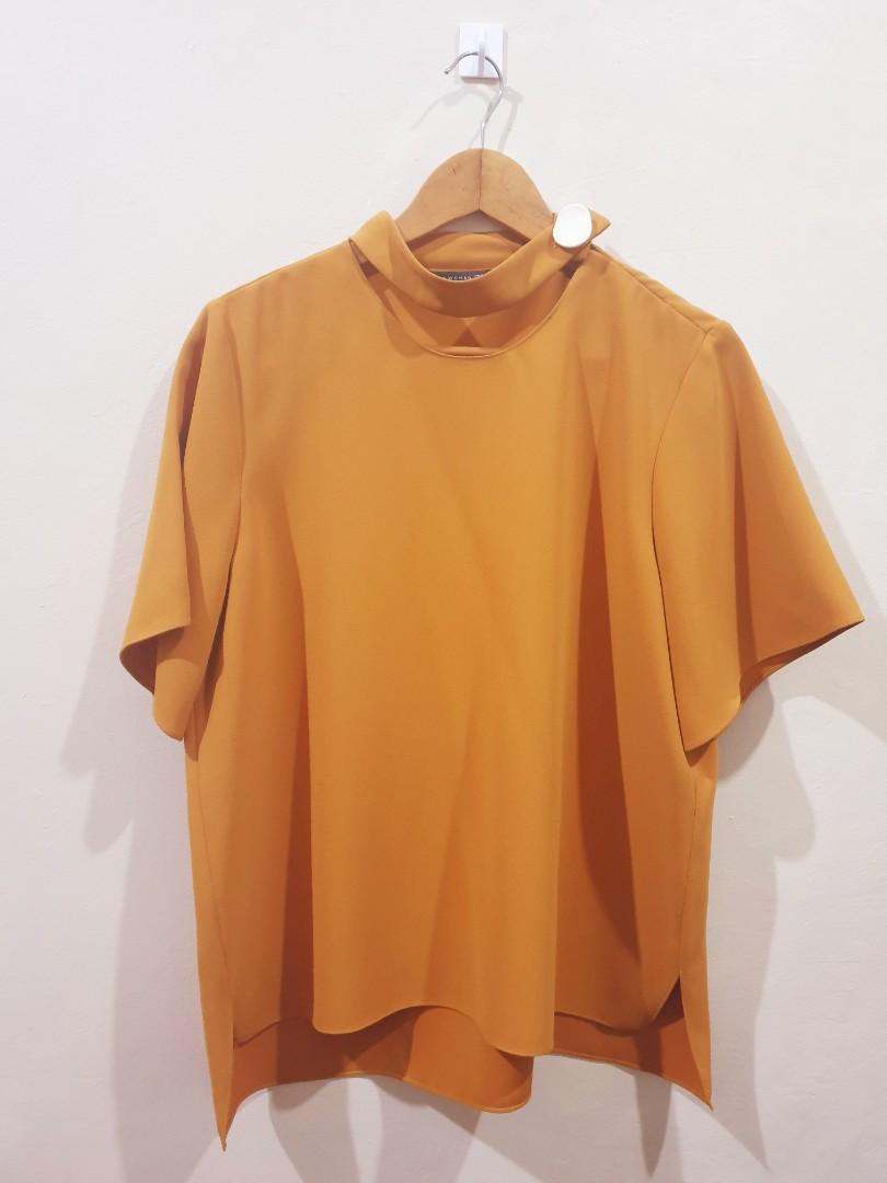 Zara Mustard Yellow Top, Women's Fashion, Tops, Blouses on Carousell