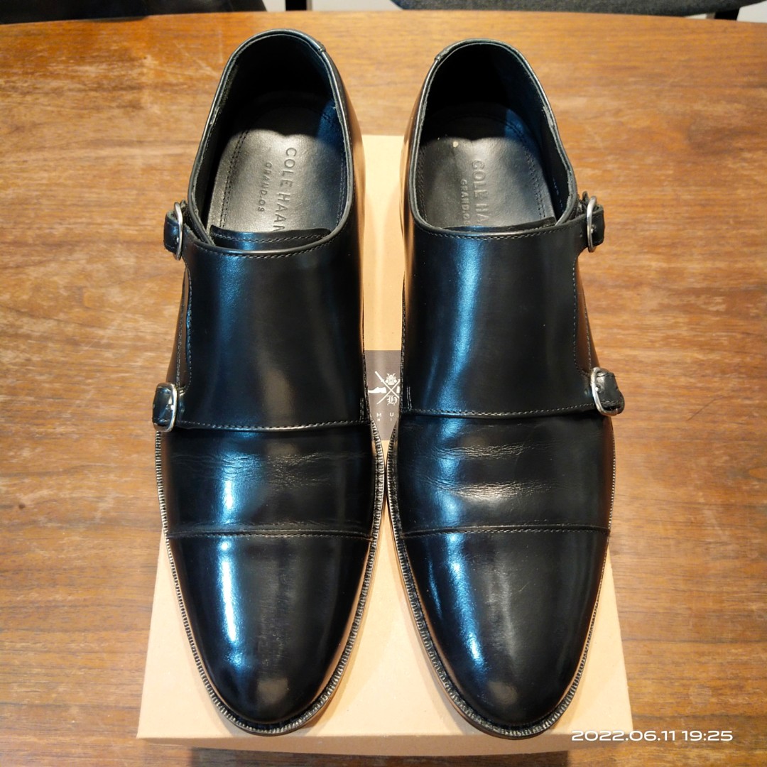 10US Cole Haan Monk Strap Black Leather 
