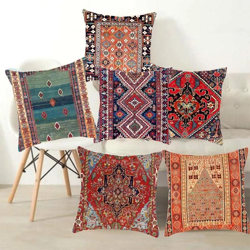 4pcs New Ethnic Carpet Print Pillows Case Hot Bohemian Decorative Geometric Throw Pillows Sofa Couch Home Decor Furniture Home Living Home Decor Cushions Throws on Carousell