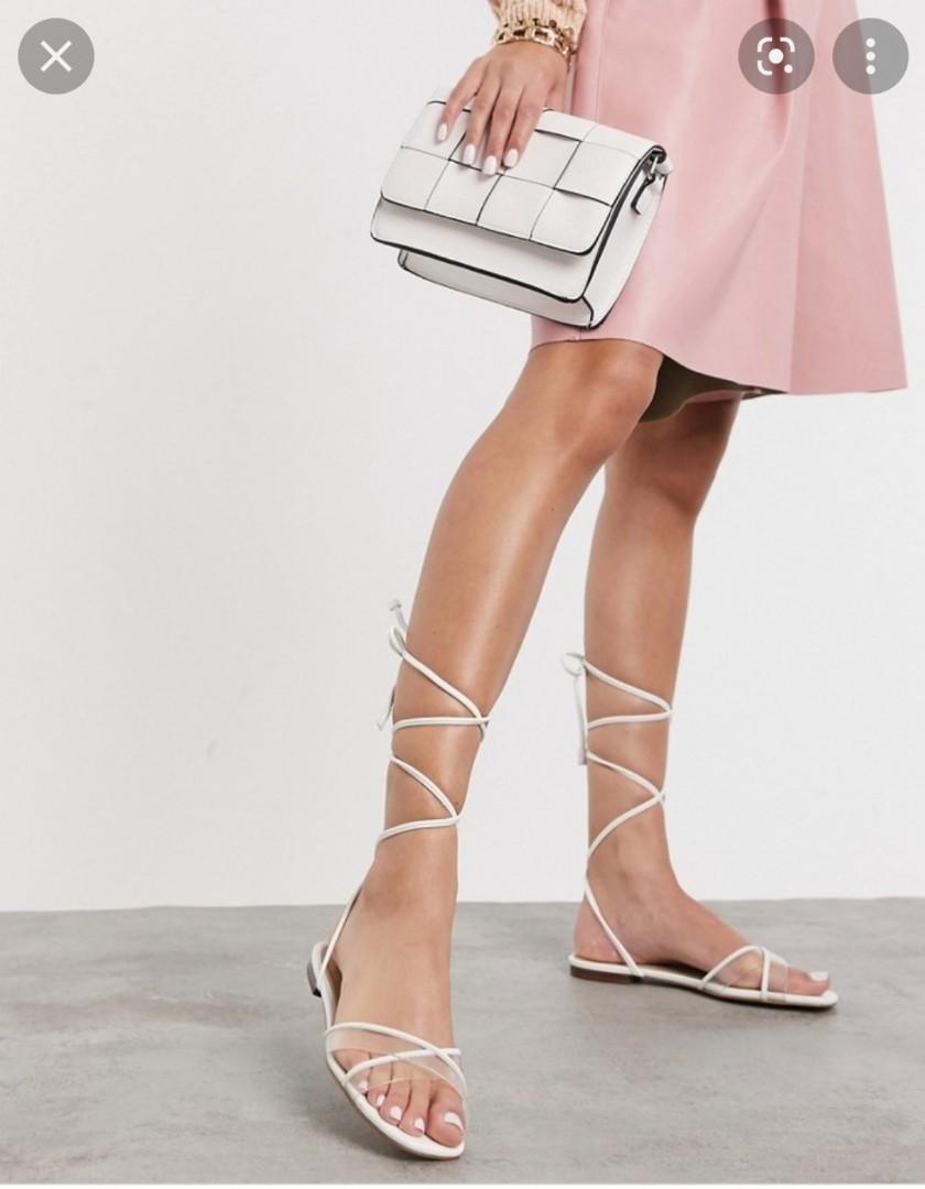 ALDO CANDID Women String Tie Square Toe Flat Sandals