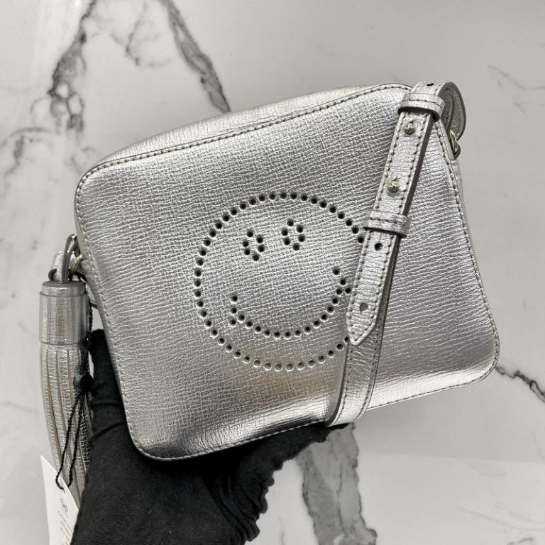 ANYA HINDMARCH SILVER LEATHER SMILEY SHOULDER BAG 227013194