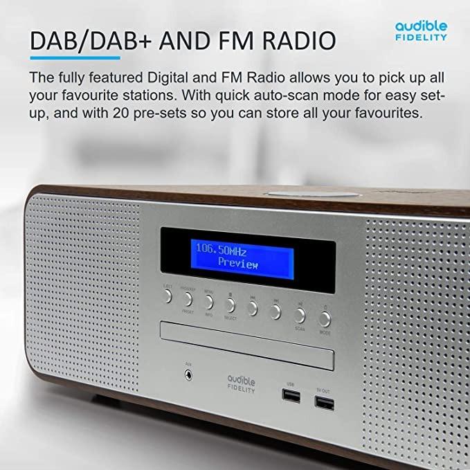 AUDIBLE FIDELITY Complete HiFi DAB/DAB+ Stereo System CD Player With