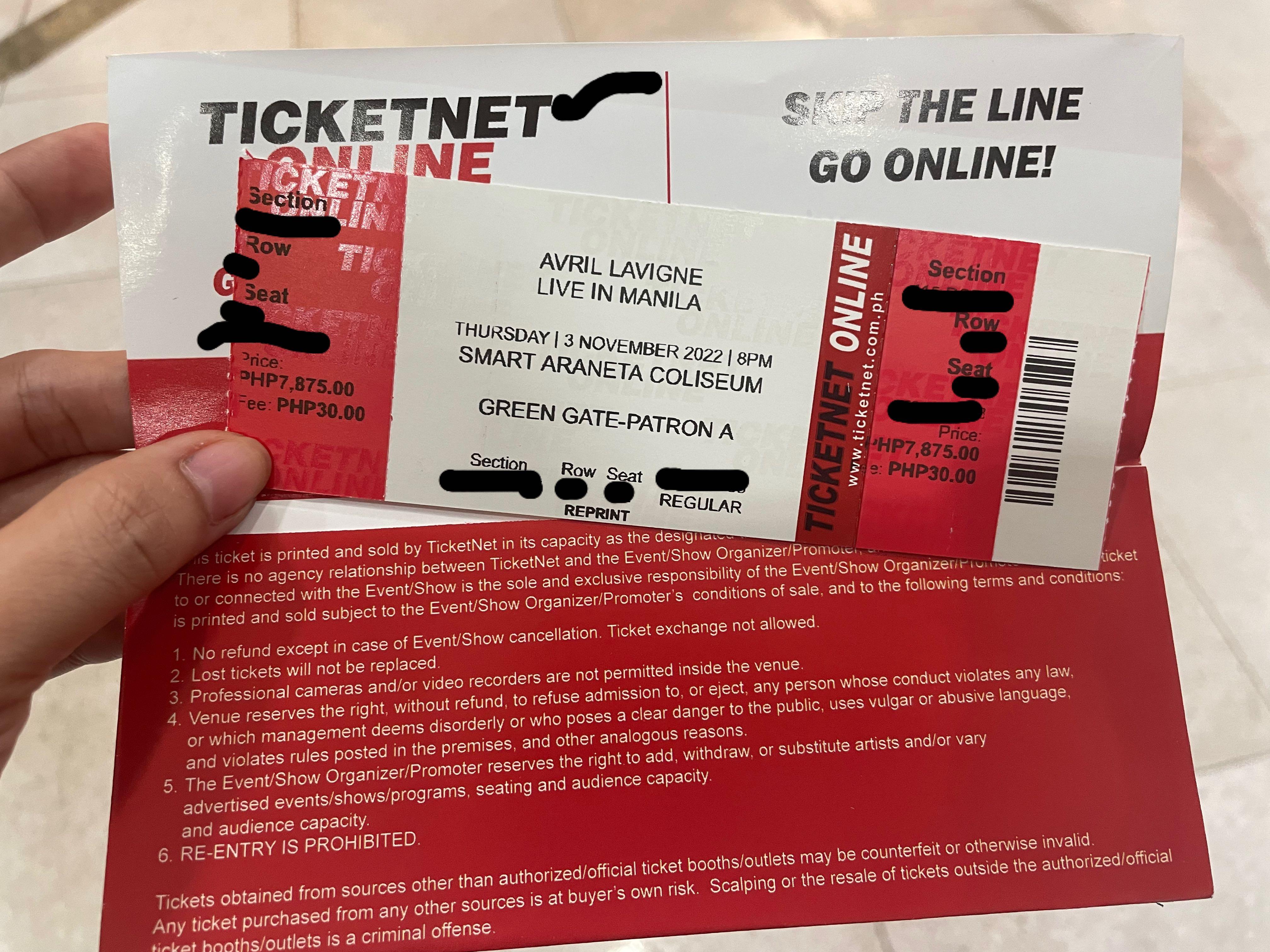 Avril Lavigne Live in Manila Head Above Water Concert, Tickets