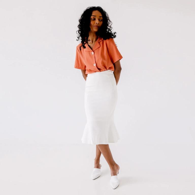White midi mermaid skirt 2025