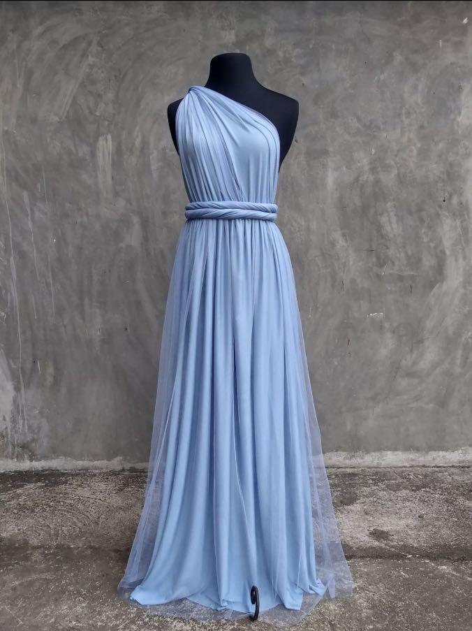 Light Blue Infinity Dress Prom Dress with Tulle