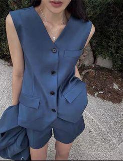 blue vest and shorts set