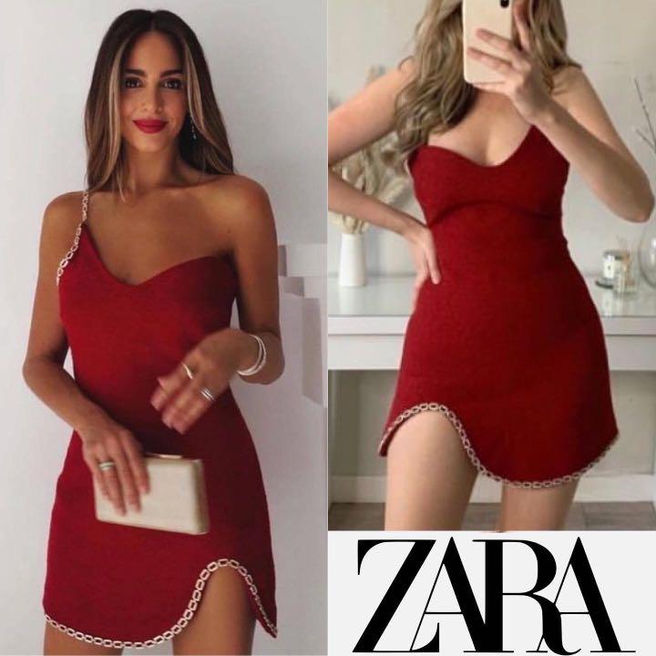 BNWT Zara Red Asymmetric Dress, Women's ...