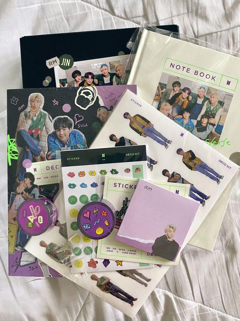 bts deco kit with jin rpc unsealed (Category: K-Wave Merchandise) located in Urdaneta. Submitted by cloudyscart (Listing ID 1165932245, Image 2). Description: wts lfb ph bts deco kit with jin rpc unsealed —onhand —9/10 pc condition ❌instant photo set, pc set —all sealed except notebook w/ lock —prio payo P1300 (3 days dop) P1200 (payo) reply/dm to claim .