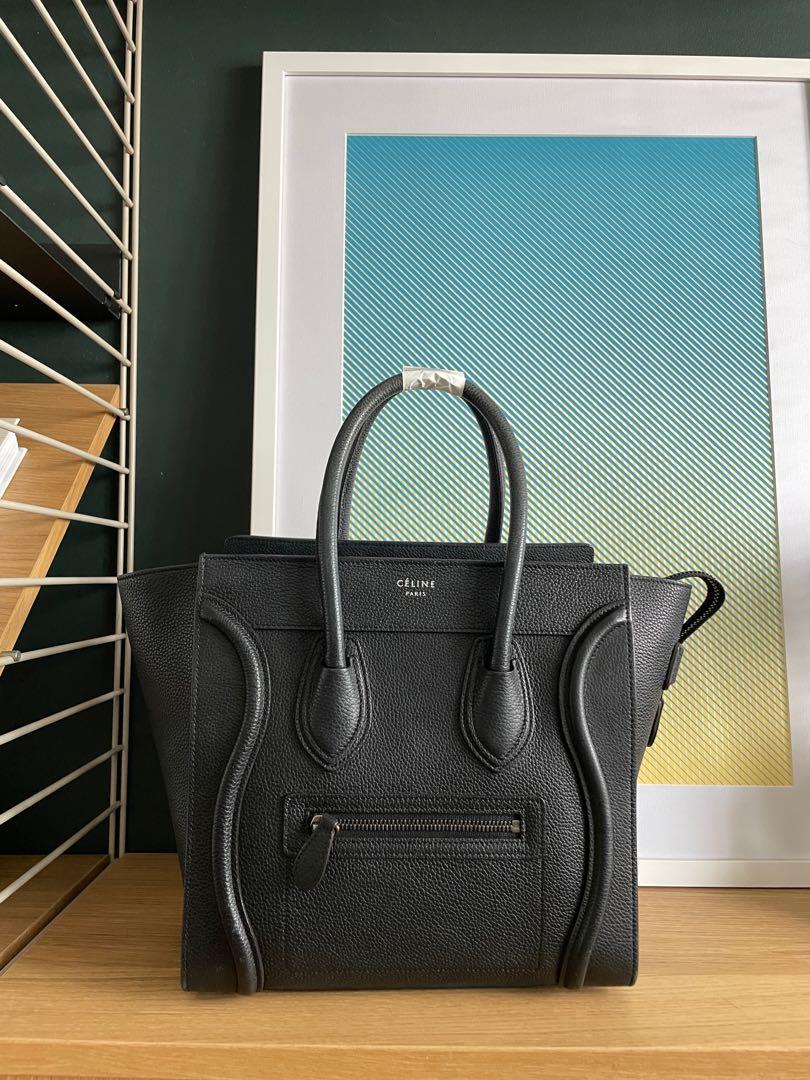 100 AUTHENTIC Celine Classic Micro Luggage Handbag in Drummed Calfskin Black Women s Fashion Bags Wallets Tote Bags on Carousell