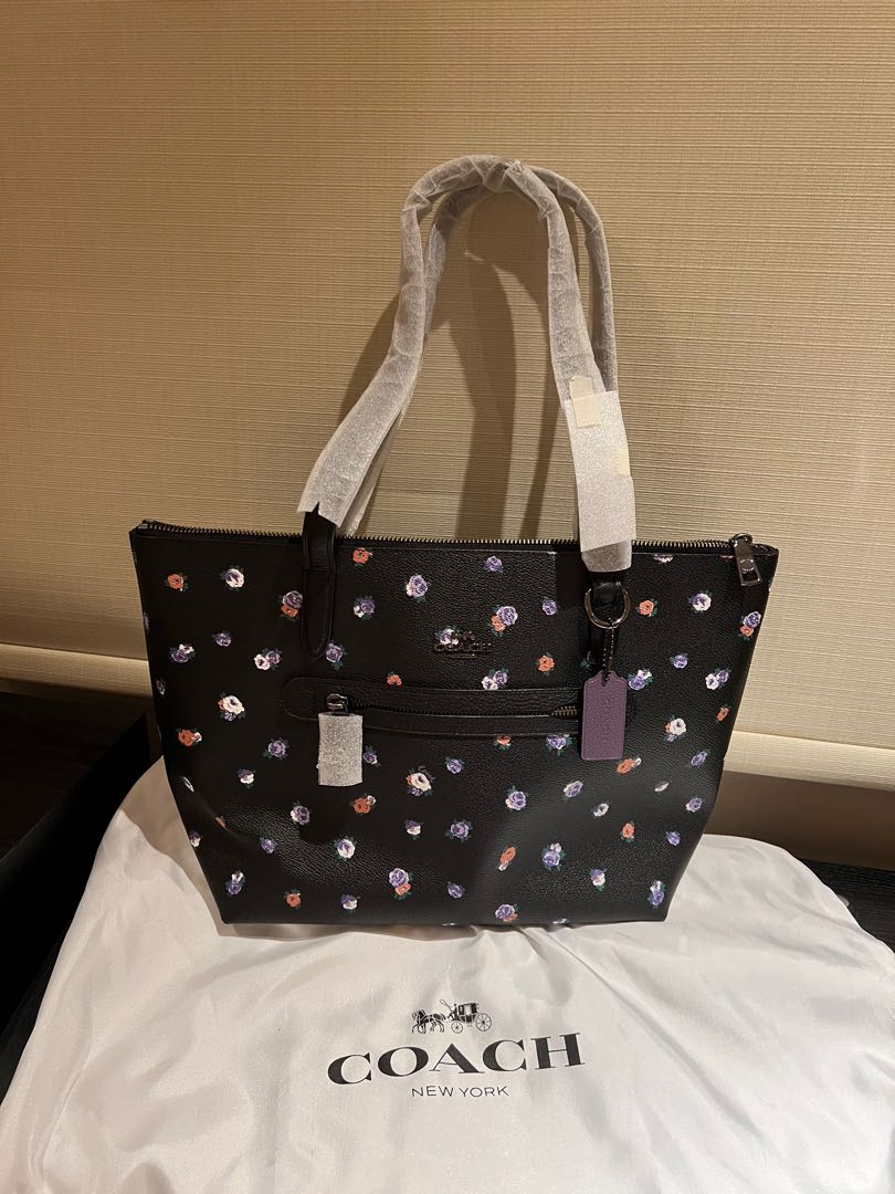 coach black floral bag