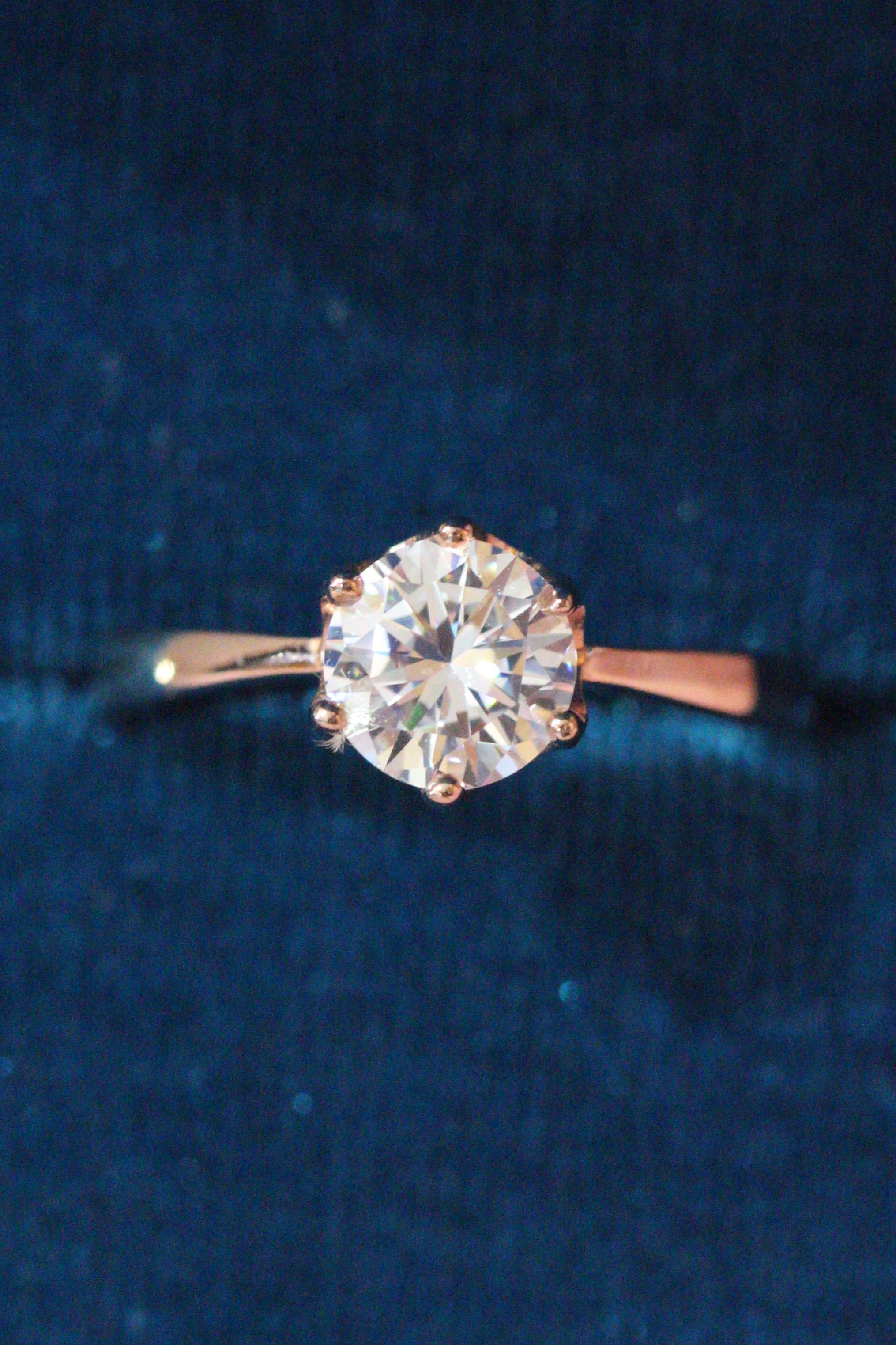 Diamond Crown 6 prongs 925 Silver Solitaire Ring Wedding