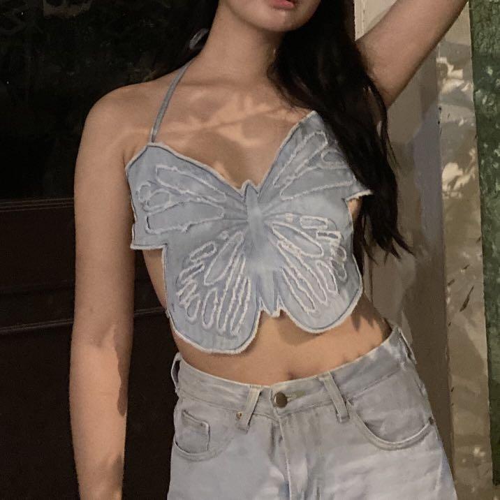 Who Else Would You Expect to Own a Denim Butterfly Crop Top? Of Course It's  Dua Lipa