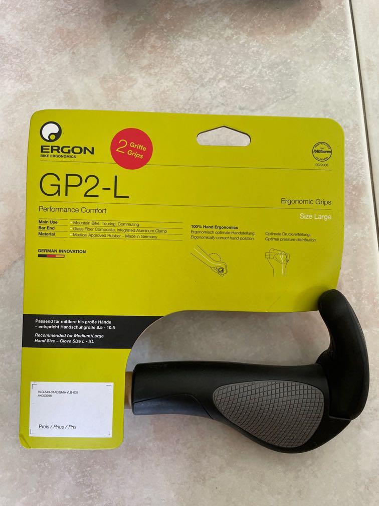 Ergon GP2 handlebar grips with mini bar ends. Grip rubber made in