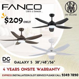 Fanco GALAXY 5 Ceiling fan 24W LED Tri Color DC motor one price for all sizes !!