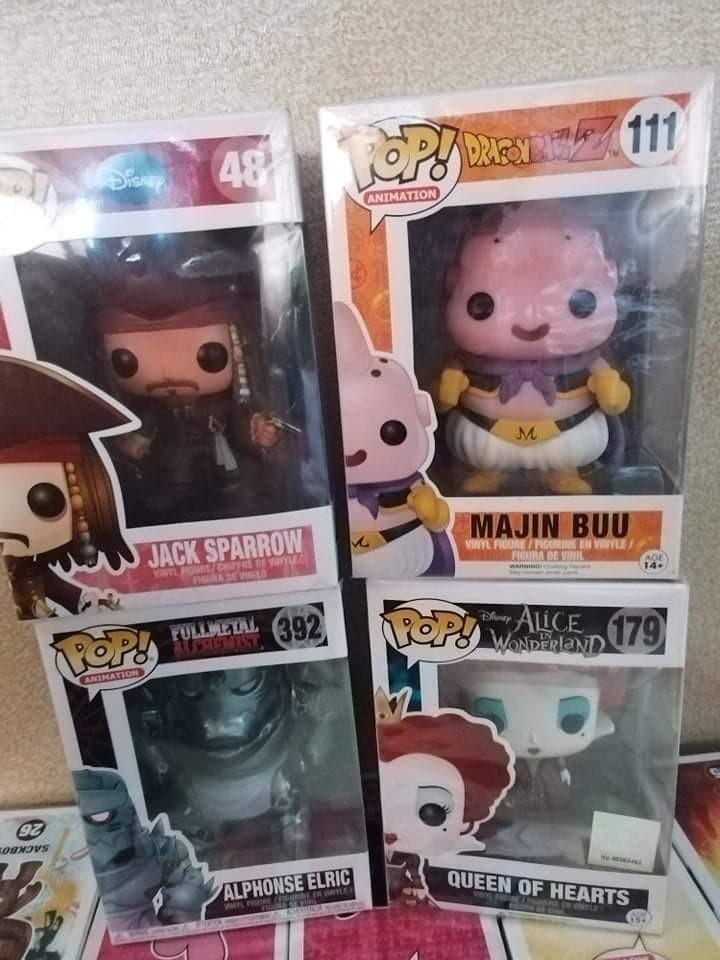 funko pop jack sparrow, alphonse elric (Category: Designer & Blind Box Toys) located in Pasig City. Submitted by myenglish9.10 (Listing ID 1165969111, Image 1). Description: majin buu 700 SOLD jack sparrow 6700 alphonse elric 1200 queen of hearts 1300 sold not out of the box box cond: 9/10 in overlapping plastic cover para dust-free rfs: quitting payment: gcash or bpi meet up: along manggahan, santolan pasig shipping fee will be shouldered by the