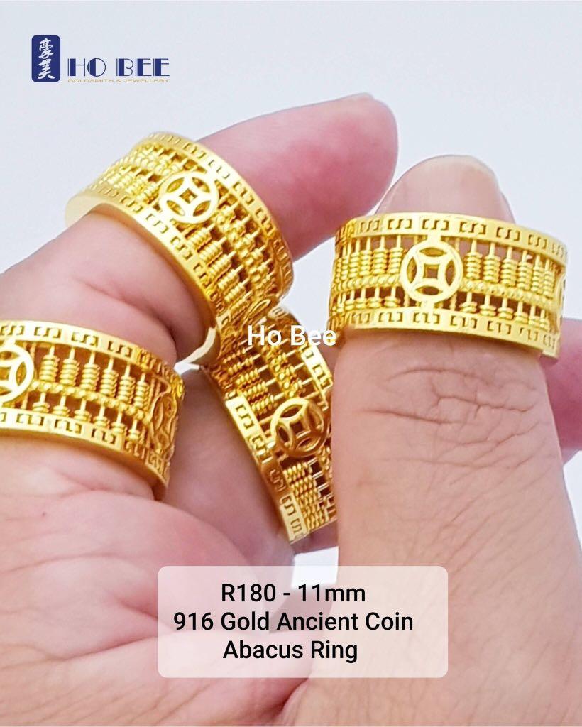 HoBee R180 916 Gold Ancient Coin Abacus Ring