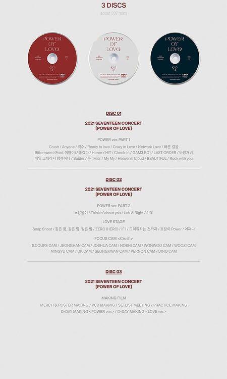 2021 SEVENTEEN CONCERT POWER OF LOVE 韓國版3 DVD + Photobook +