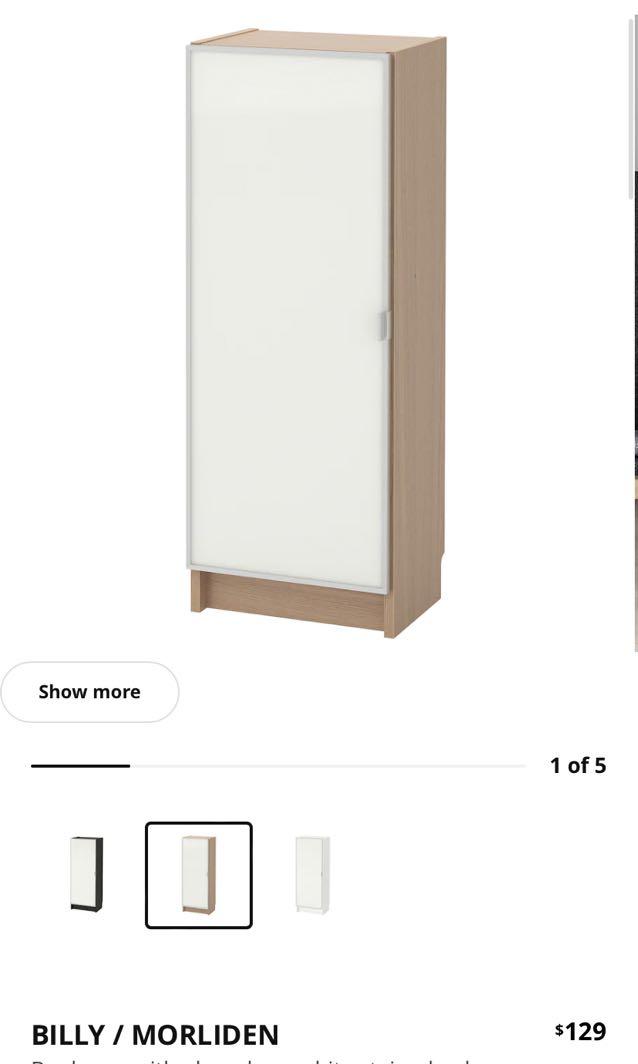 IKEA Billy / Morliden Bookcase with glass doors display shelf, Furniture & Home Living