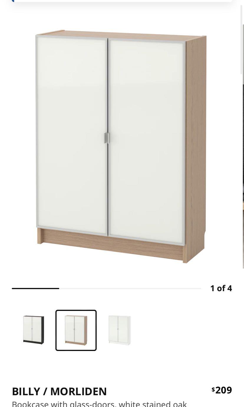 IKEA Billy / Morliden Bookcase with glass doors display shelf, Furniture & Home Living