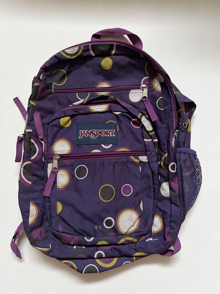 jansport double zipper violet backpack 