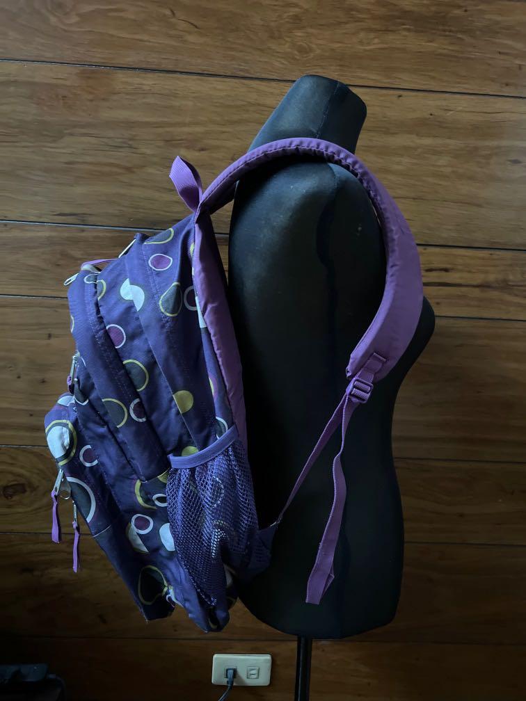jansport double zipper violet backpack, Women's Fashion, Bags & Wallets