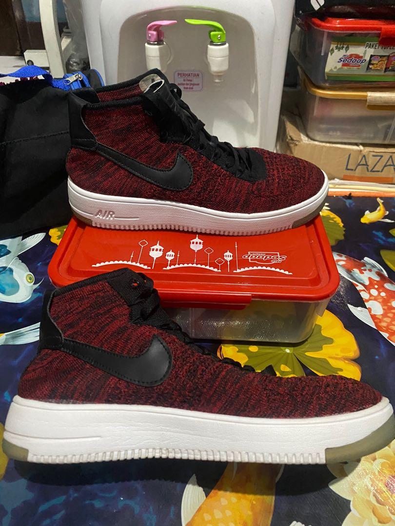 University Red Air Force One Ultra Flyknit Mid Jual Sepatu Nike