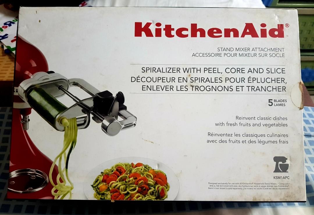 KitchenAid Spiralizer KSM1APC 5blades (Category: Hand & Stand Mixers) located in Makati City. Submitted by ako_to (Listing ID 1166017219, Image 1). Description: slightly negotiable bought this for 10k works with all kitchenaid stand mixer. used once nung sinubukan. medyo madumi ang box kc nakatago lang, di naiplastic. all parts intact. almost new..