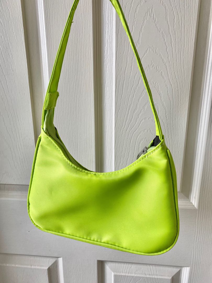 Lime Green Shoulder Bag Nylon, Women's Fashion, Bags & Wallets
