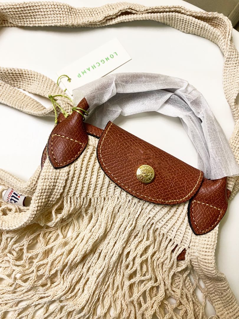 LONGCHAMP LE PLIAGE FILET Top handle bag Beige, Women's Fashion, Bags