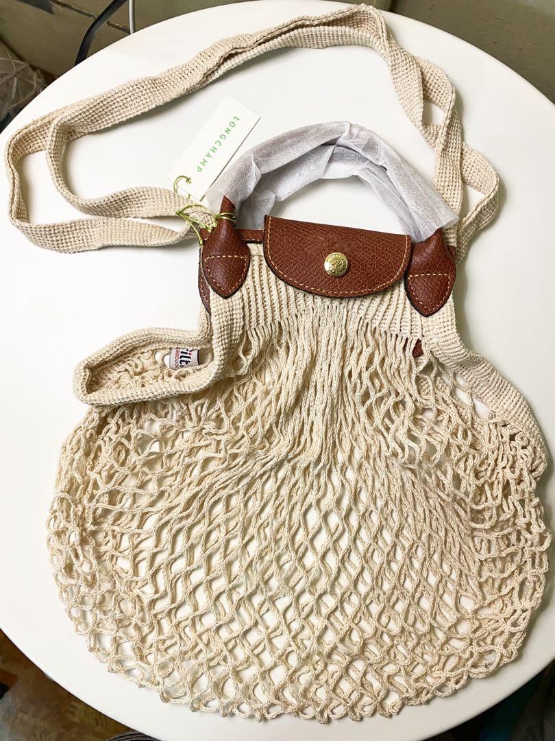 LONGCHAMP LE PLIAGE FILET Top handle bag Beige, Women's Fashion, Bags